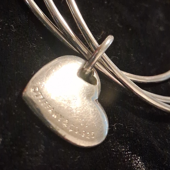 Tiffany & Co. Silver Heart Charm Bangle Bracelets. 925 Sterling Silver. - Picture 3 of 9